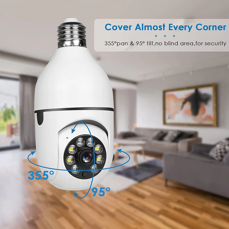 Wireless LED PTZ IP Bulb Camera With NIGHT VISION