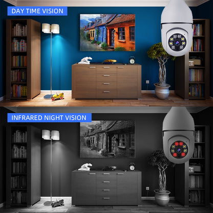 Wireless LED PTZ IP Bulb Camera With NIGHT VISION